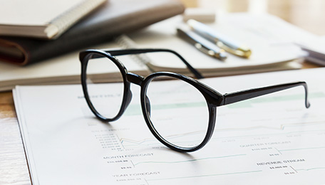 Glasses on desk